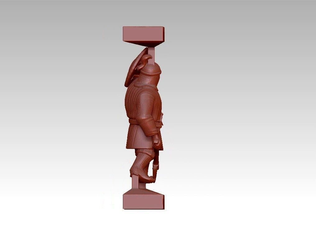 Warrior man Decor sculpture pillar 3D print model_3