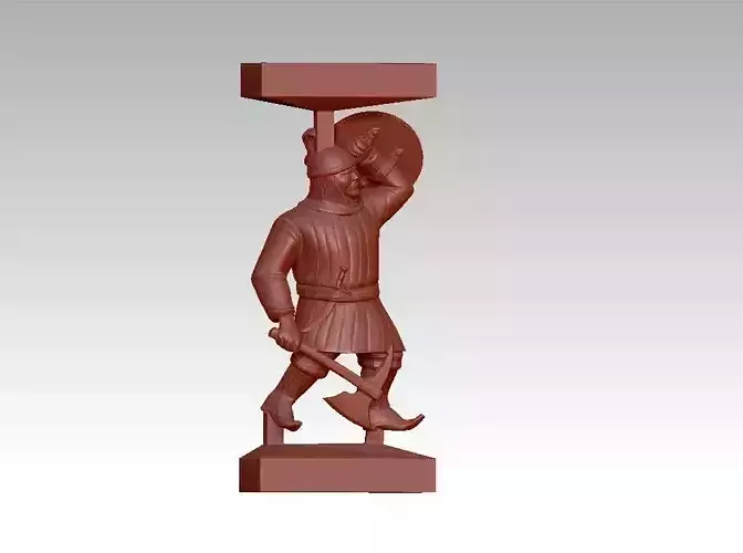 Warrior man Decor sculpture pillar 3D print model