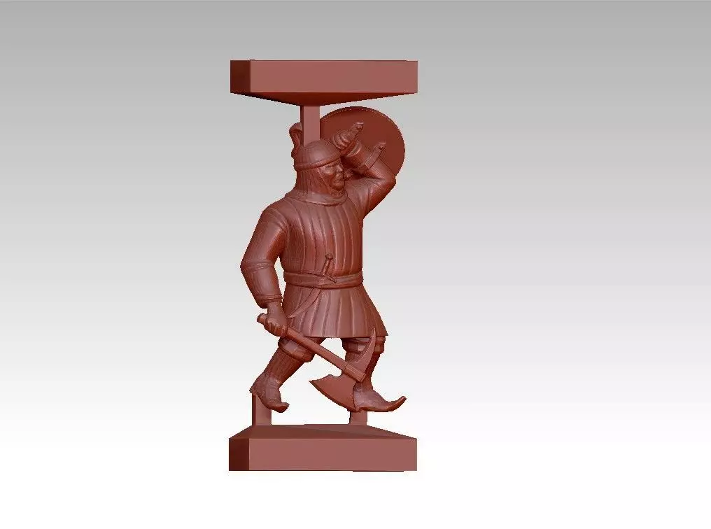 Warrior man Decor sculpture pillar 3D print model_0