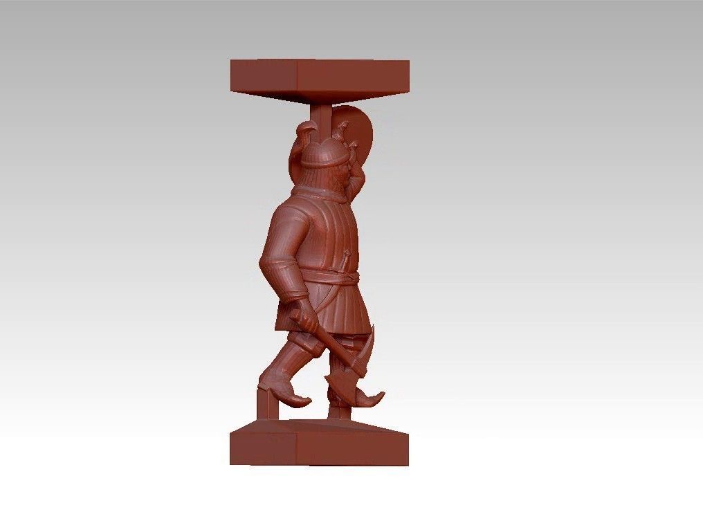 Warrior man Decor sculpture pillar 3D print model_1