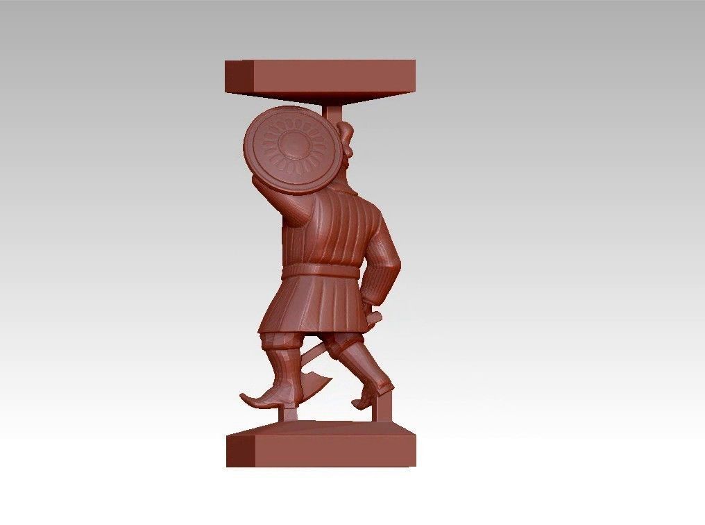 Warrior man Decor sculpture pillar 3D print model_9