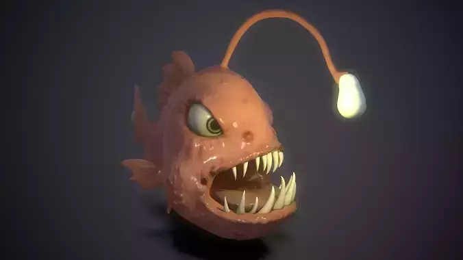cartoon lamp fish Low-poly 3D model
