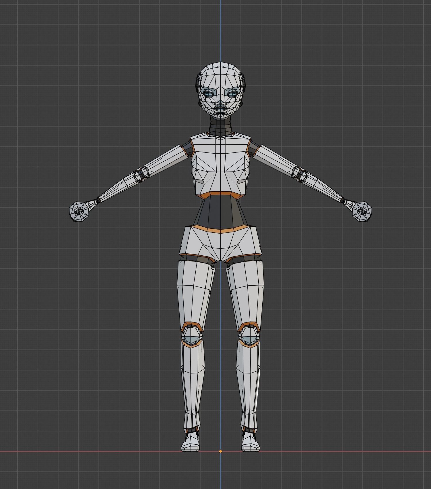 Dual-Sword Female Cyborg Low-poly 3D model_7