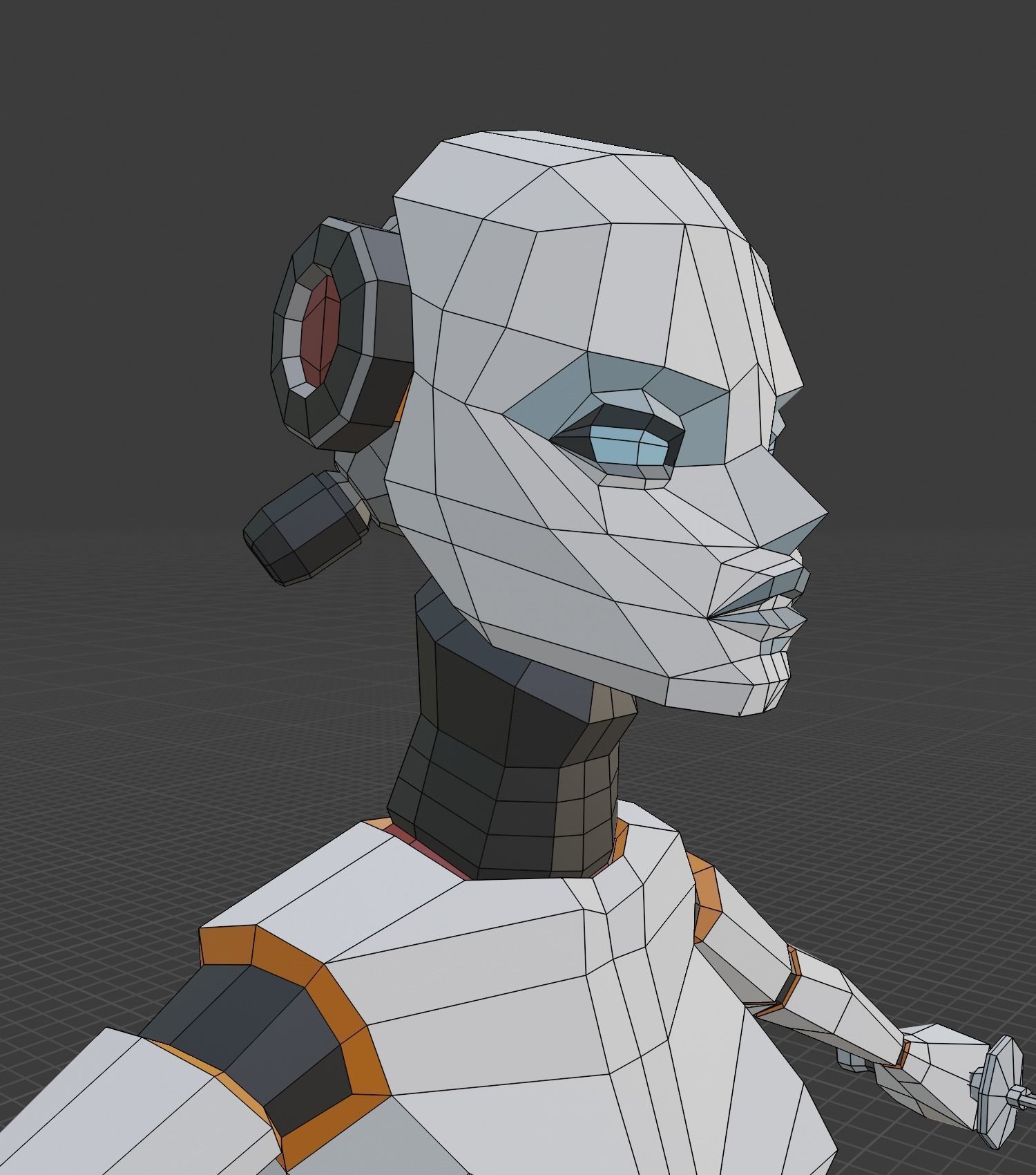 Dual-Sword Female Cyborg Low-poly 3D model_1