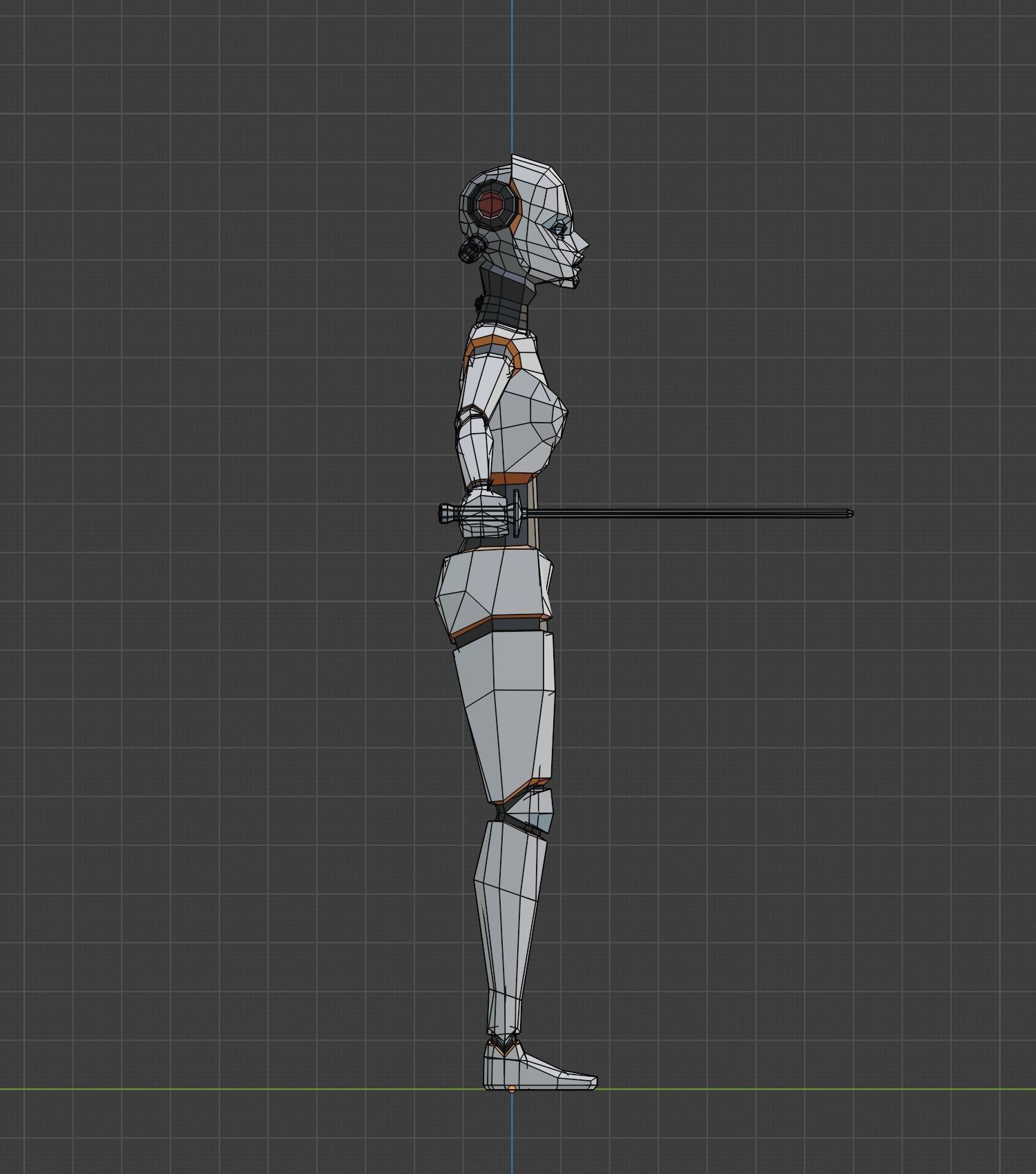 Dual-Sword Female Cyborg Low-poly 3D model_8