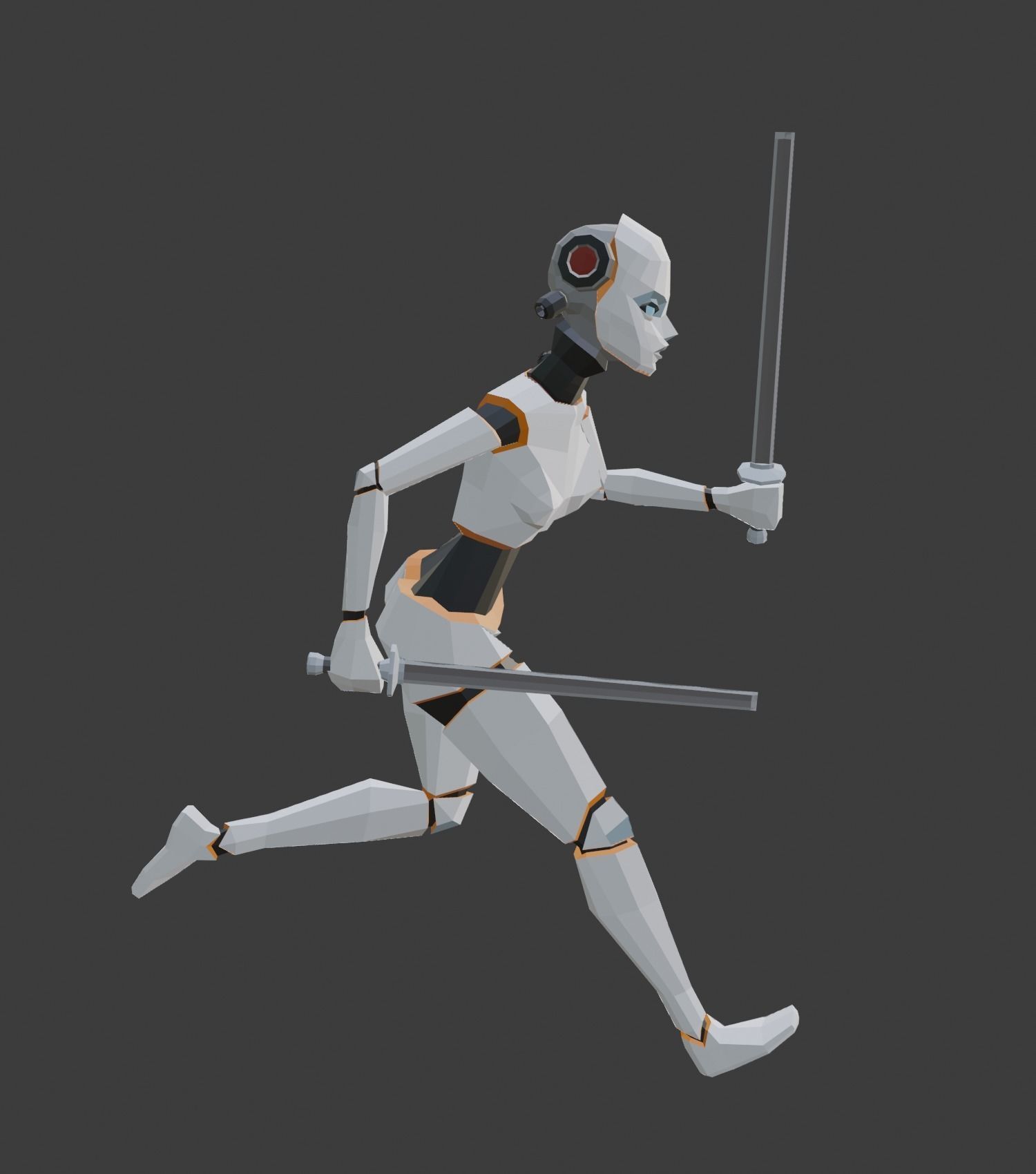Dual-Sword Female Cyborg Low-poly 3D model_2