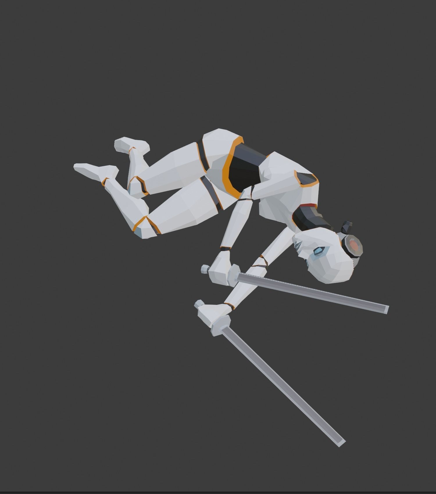 Dual-Sword Female Cyborg Low-poly 3D model_6