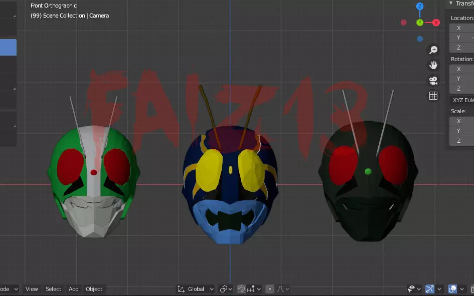 HELMET KAMEN RIDER NIGO THE FIRST 3D model_0