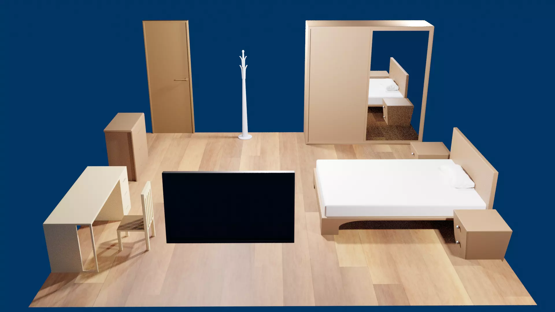 3D Cozy Student Bedroom Low-poly 3D model