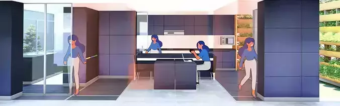 kitchen  3D model POST Covid-19- cocina