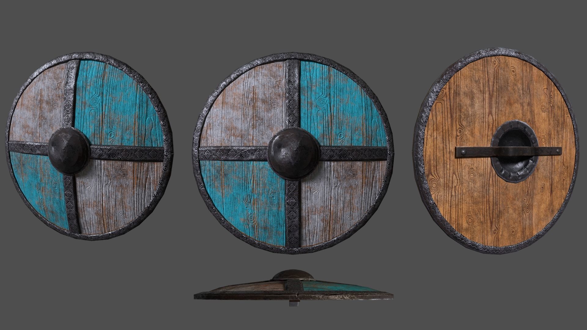 Viking shield Low-poly 3D model - Game Ready
