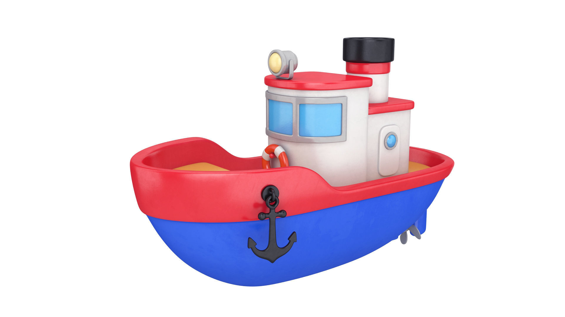 Cartoon boat 3D model_2