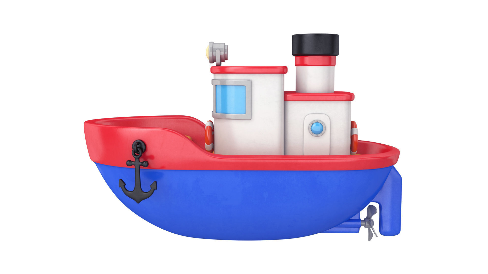 Cartoon boat 3D model_3