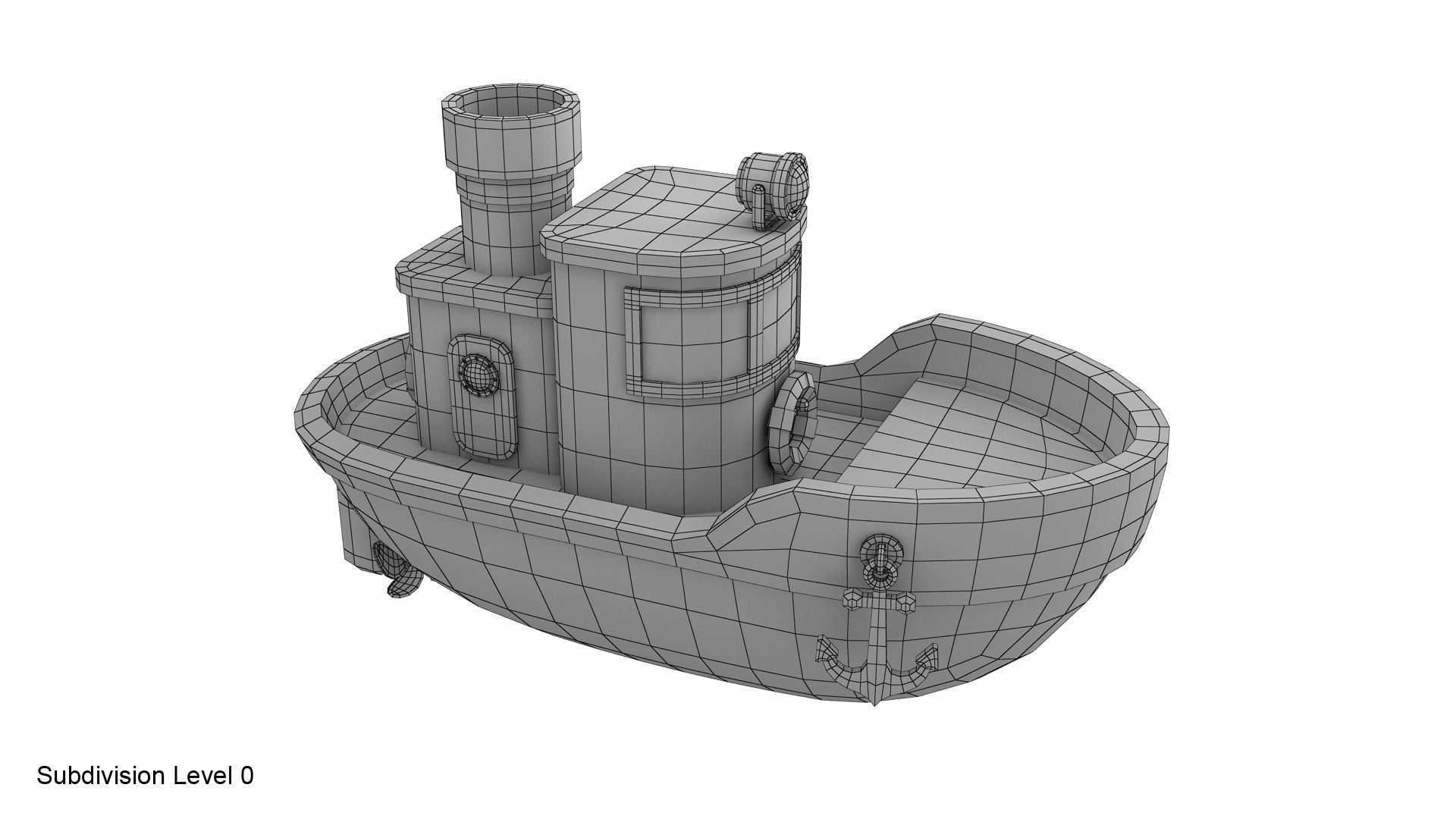 Cartoon boat 3D model_15