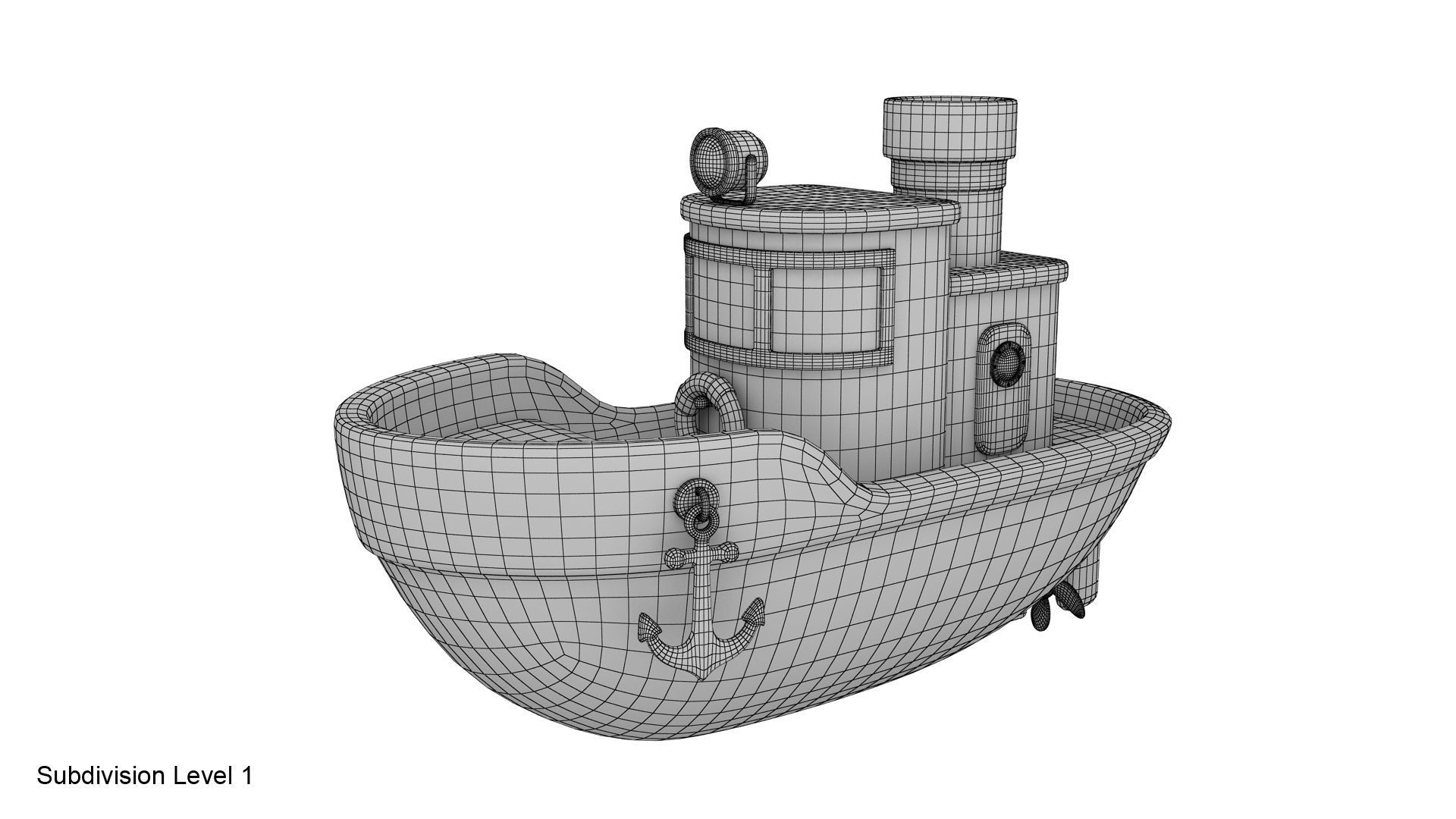 Cartoon boat 3D model_21