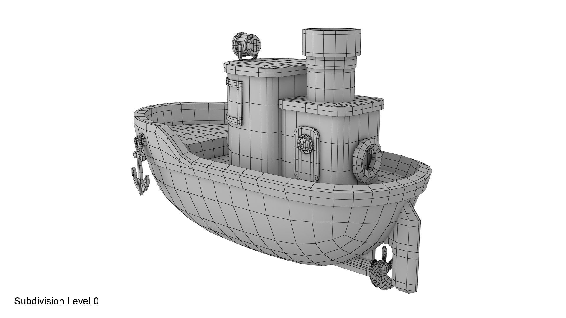 Cartoon boat 3D model_14