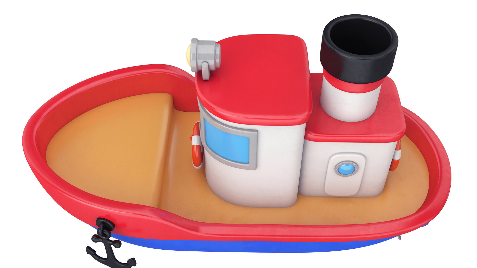 Cartoon boat 3D model_10