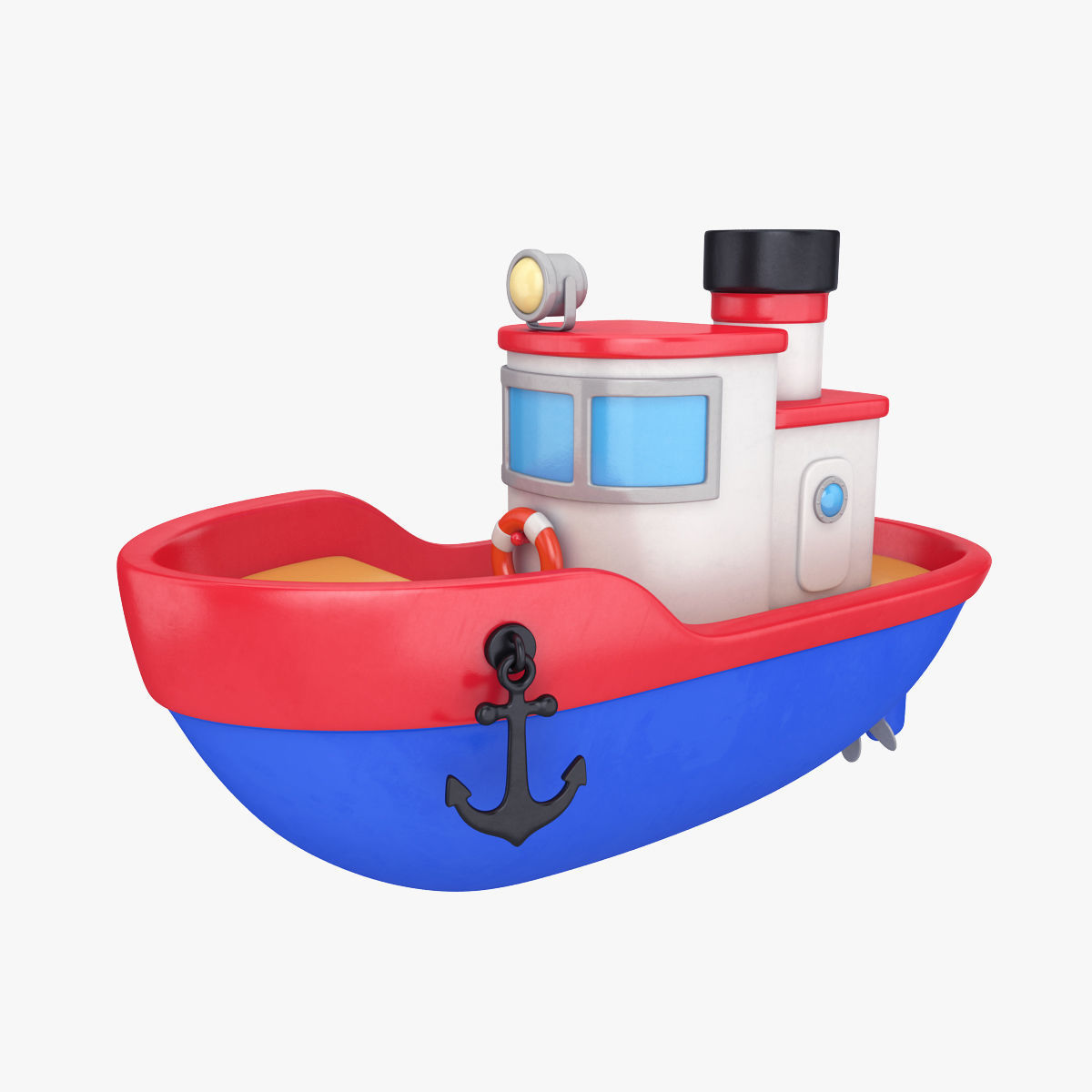 Cartoon boat 3D model_0