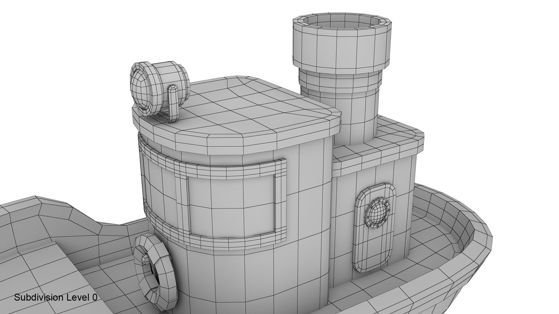 Cartoon boat 3D model_17