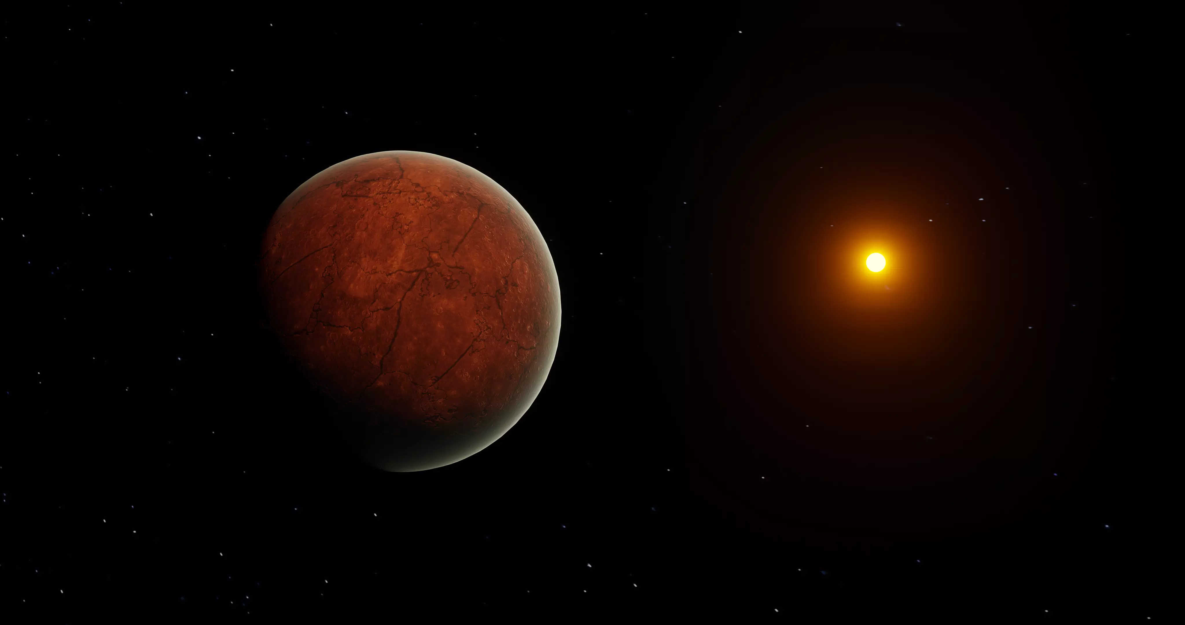 Red Alien Planet orbiting a star - includes 8k mercury texture  3D model_0