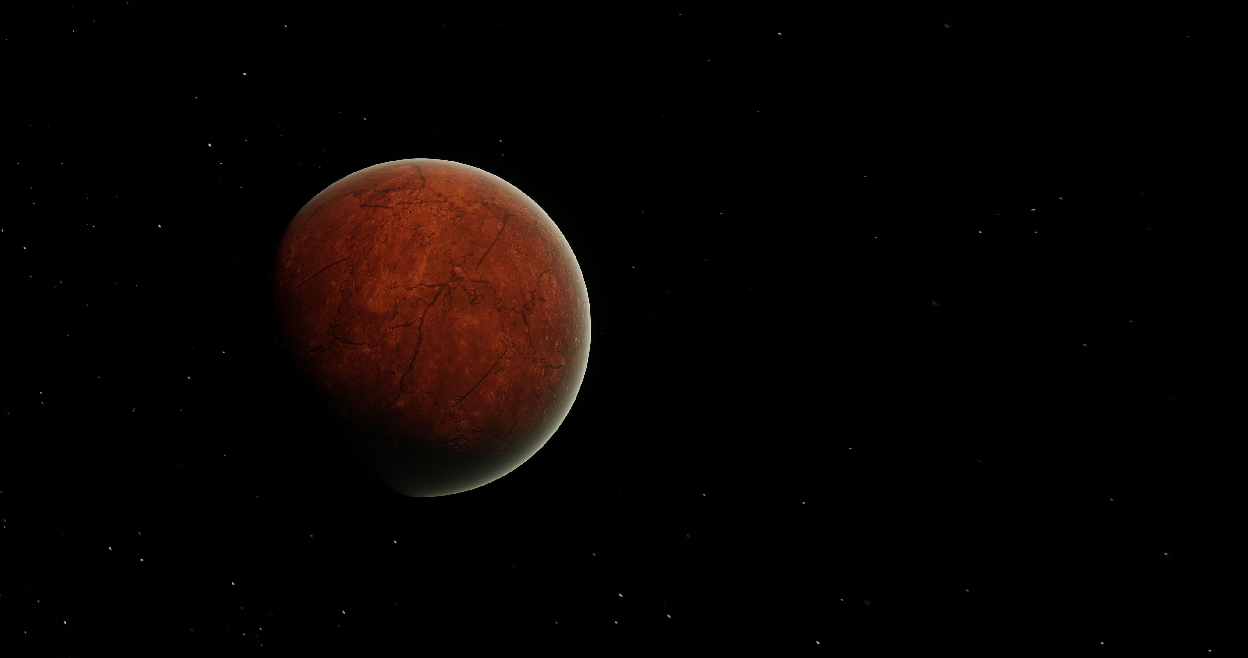 Red Alien Planet orbiting a star - includes 8k mercury texture  3D model_7