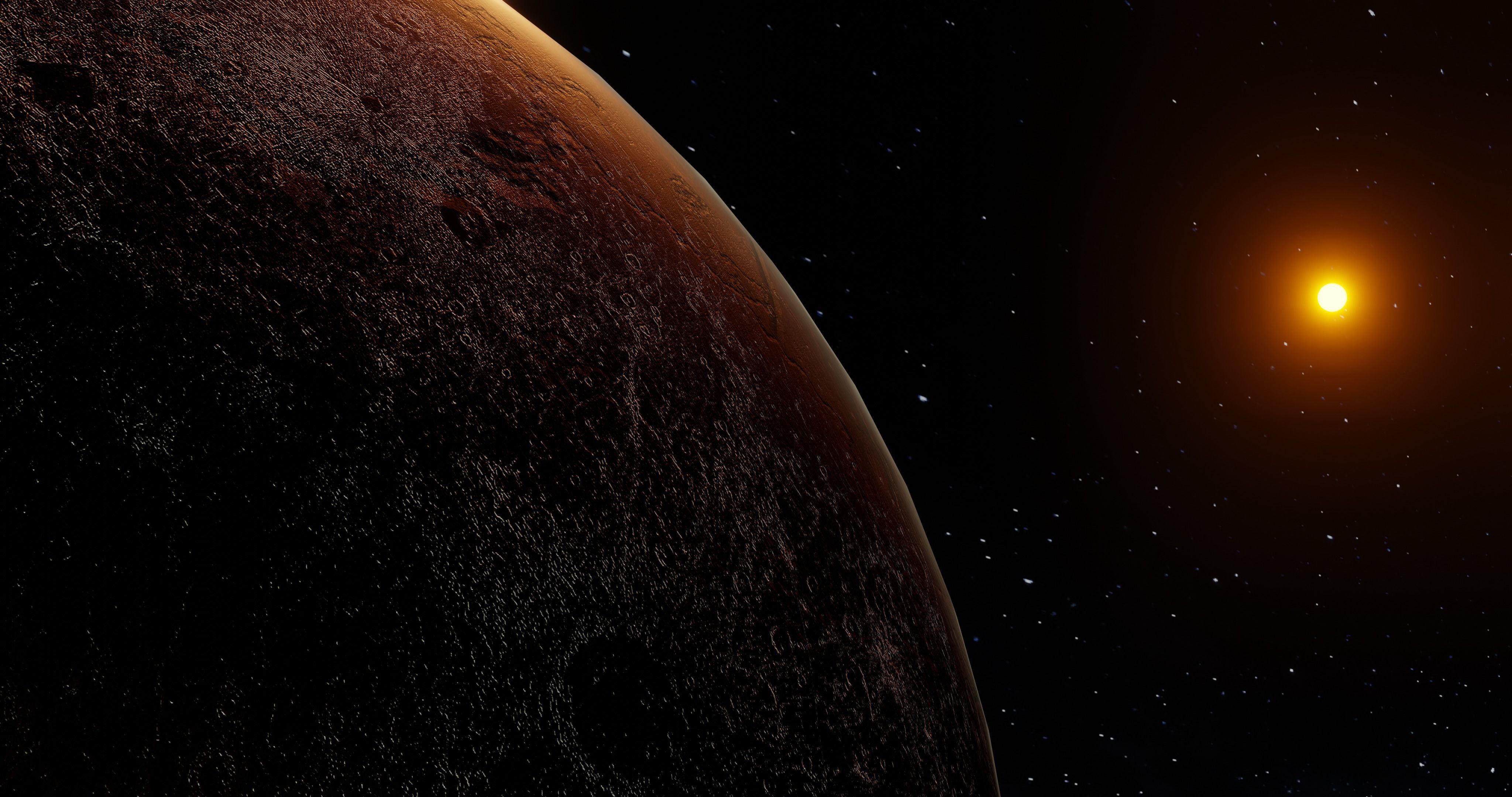 Red Alien Planet orbiting a star - includes 8k mercury texture  3D model_5
