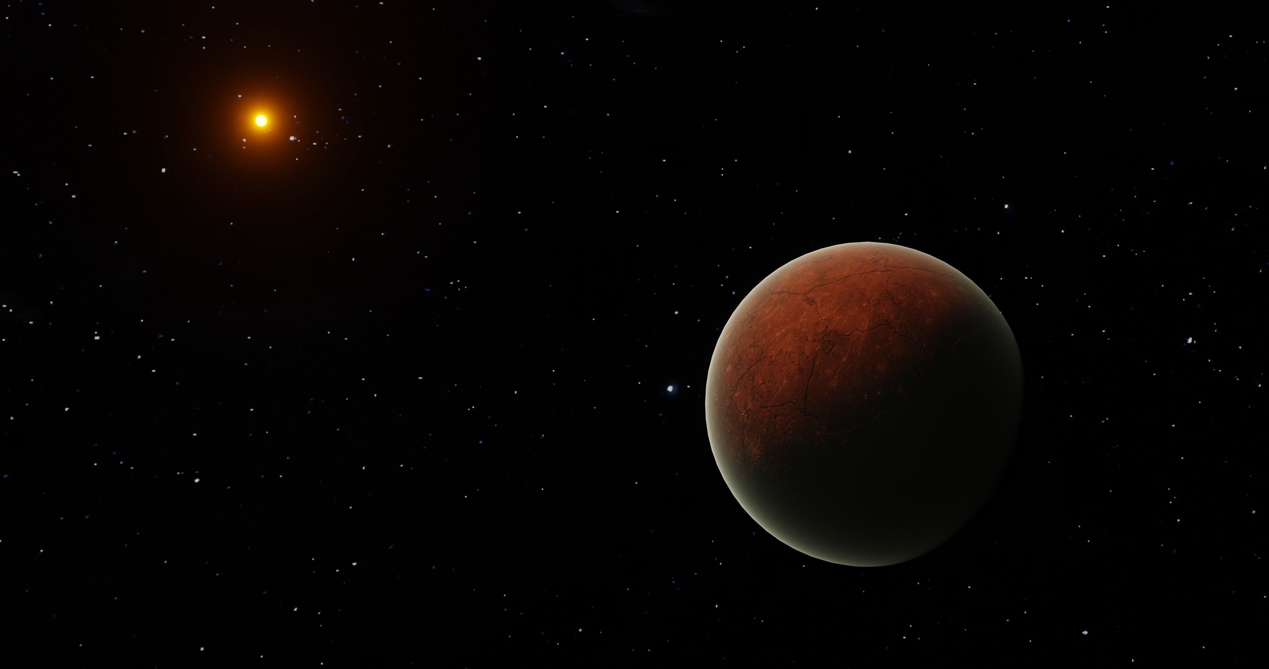 Red Alien Planet orbiting a star - includes 8k mercury texture  3D model_3