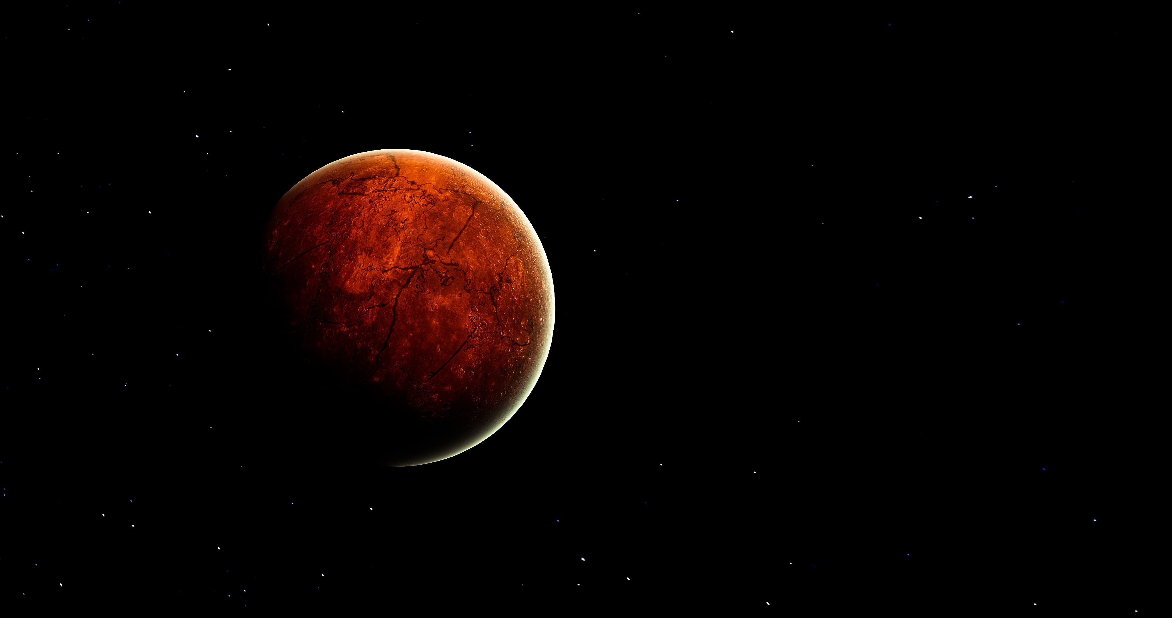 Red Alien Planet orbiting a star - includes 8k mercury texture  3D model_6