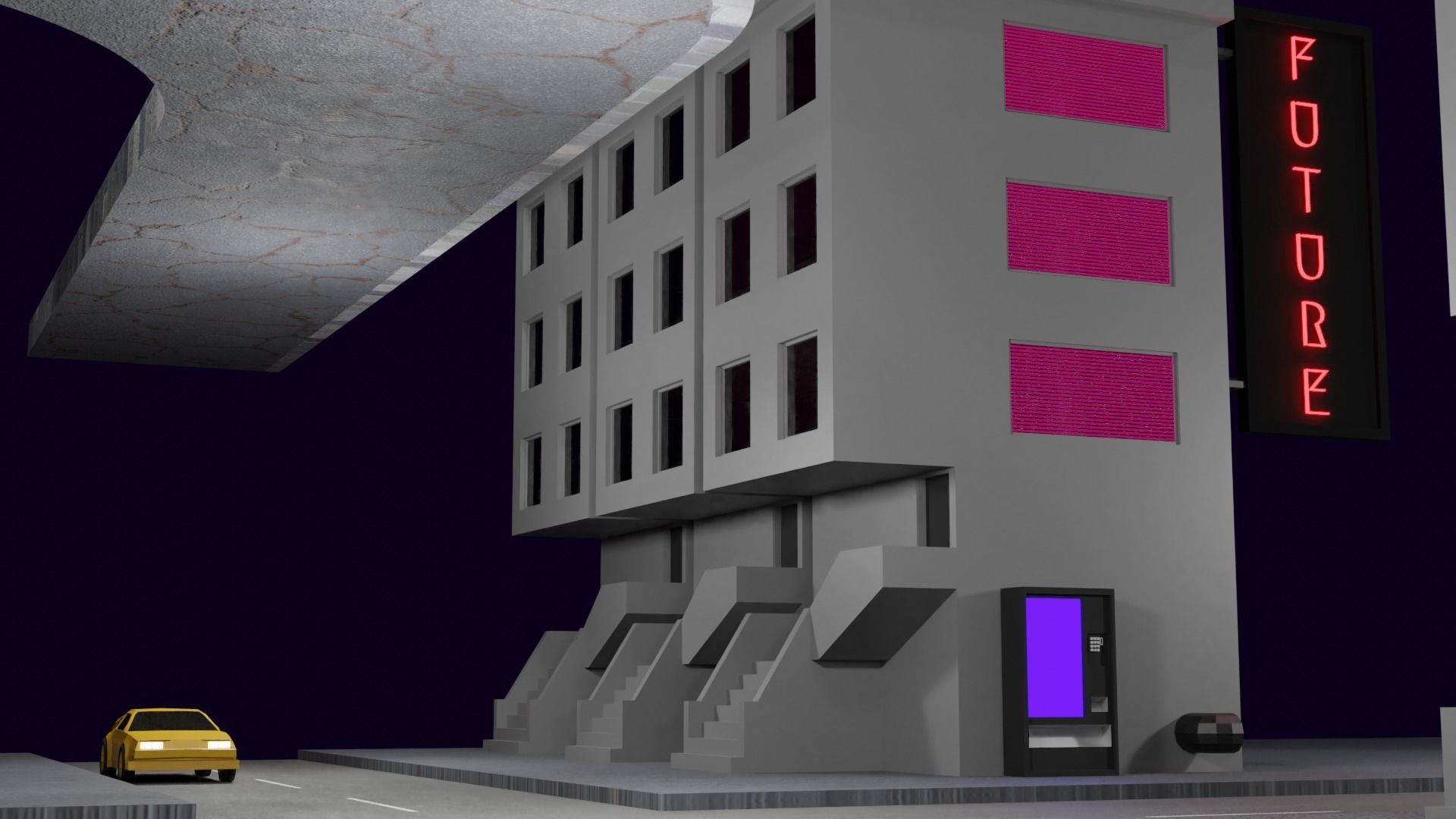 City of Future -  animated textured  Low-poly 3D model_4