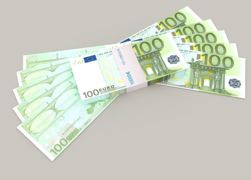 100 euro banknote packs 3D model_4