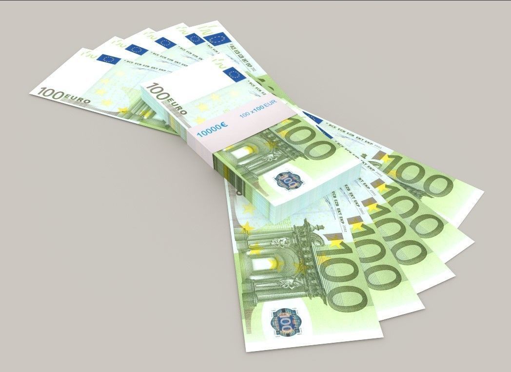 100 euro banknote packs 3D model_5