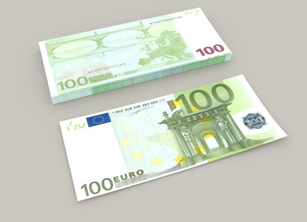 100 euro banknote packs 3D model_6