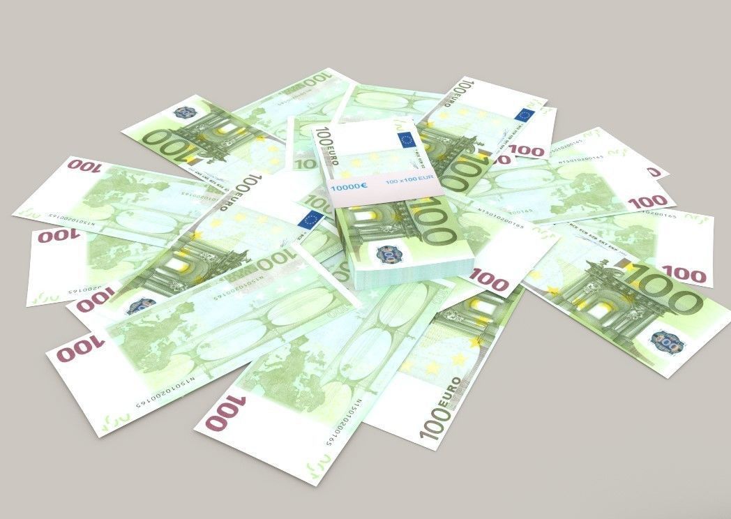 100 euro banknote packs 3D model_2