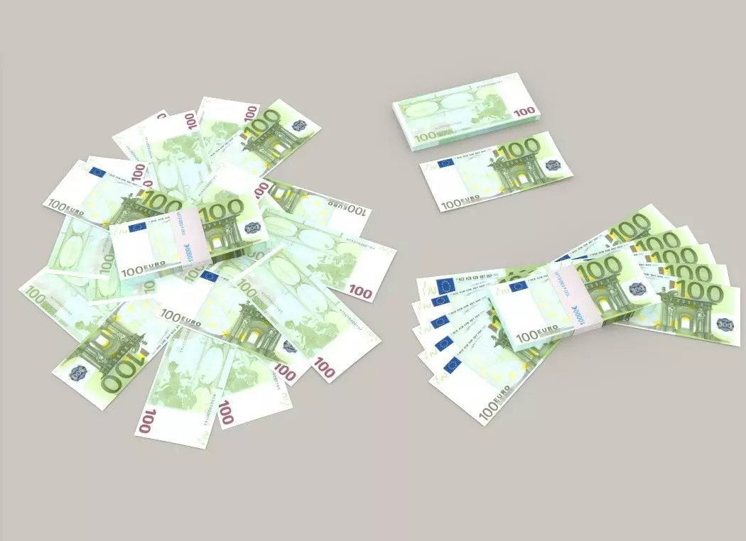 100 euro banknote packs 3D model_0