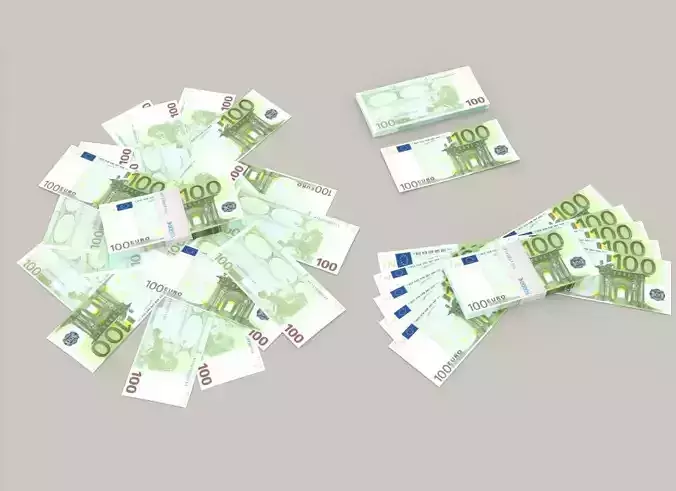 100 euro banknote packs 3D model