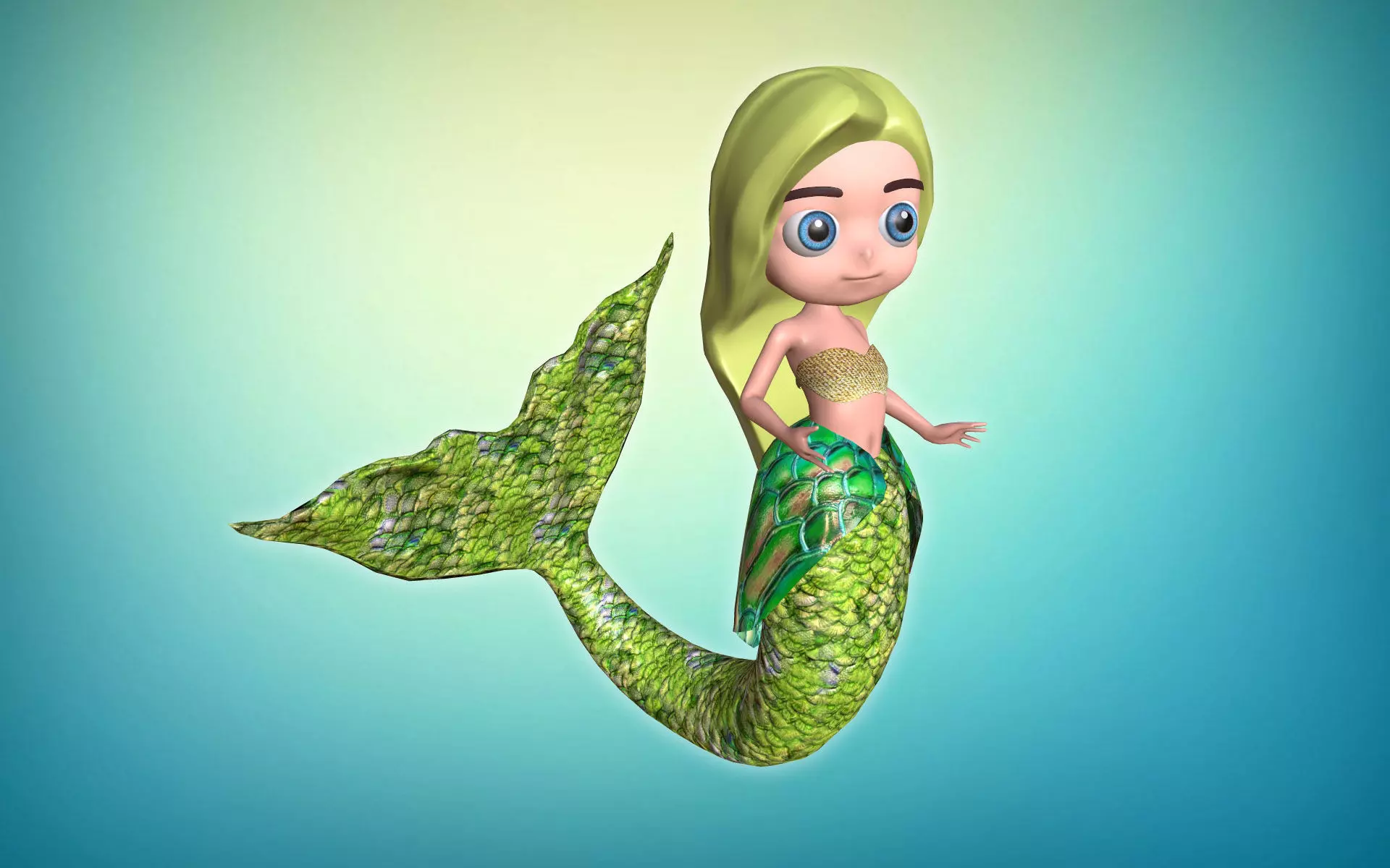 Sweet mermaid Low-poly 3D model