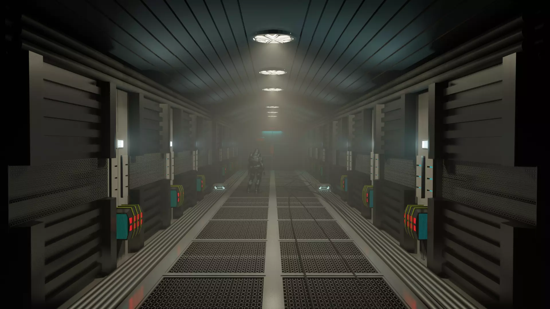 dead space sci-fi corridor Low-poly 3D model_0