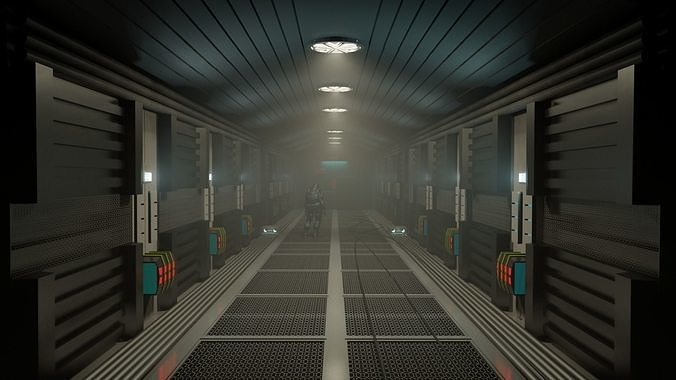 dead space sci-fi corridor Low-poly 3D model