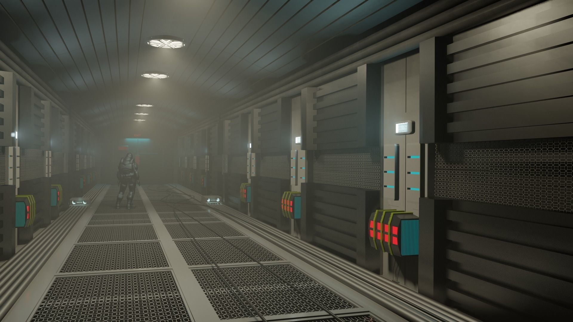 dead space sci-fi corridor Low-poly 3D model_1