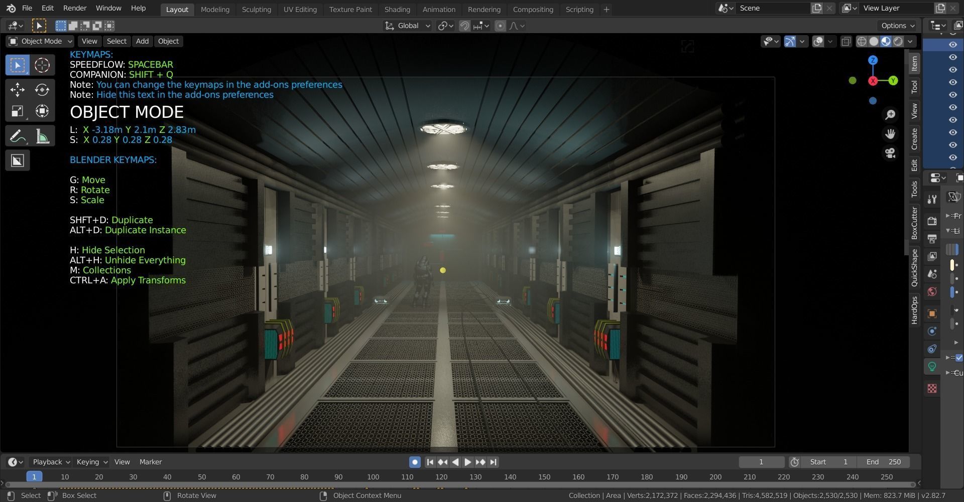 dead space sci-fi corridor Low-poly 3D model_2