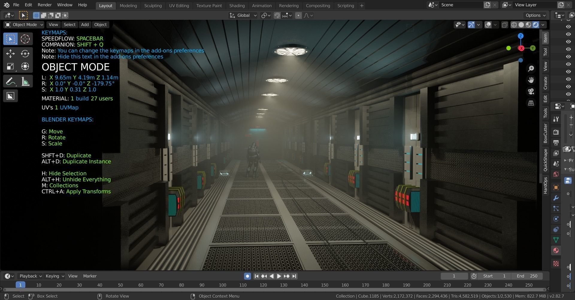 dead space sci-fi corridor Low-poly 3D model_3
