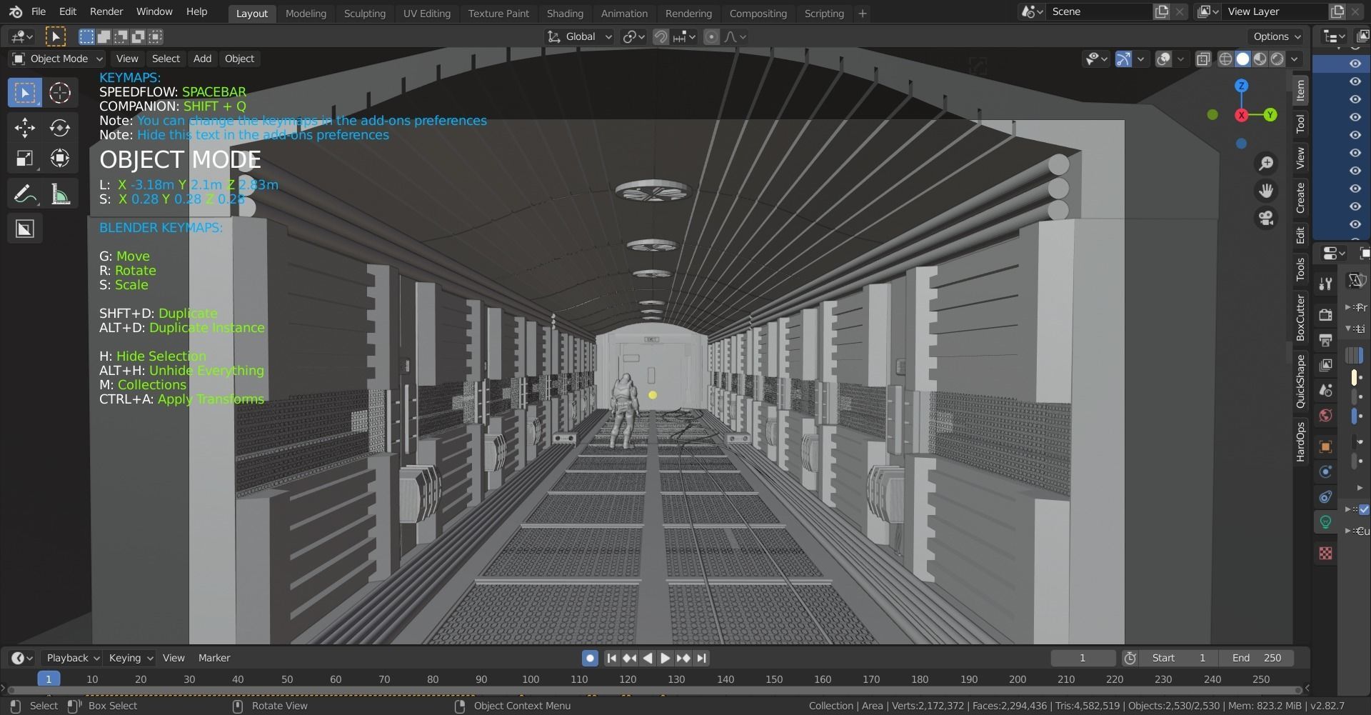 dead space sci-fi corridor Low-poly 3D model_5
