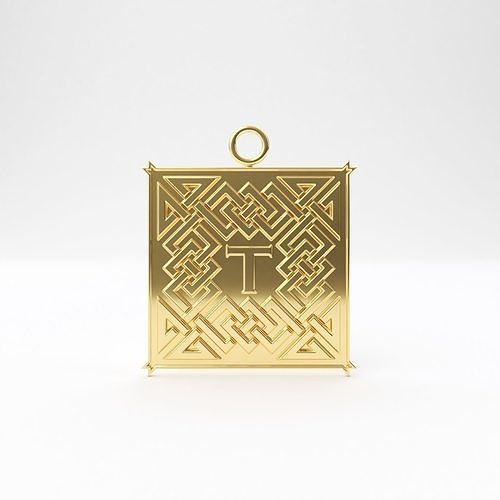 Celtic pendant letter  T 3D print model