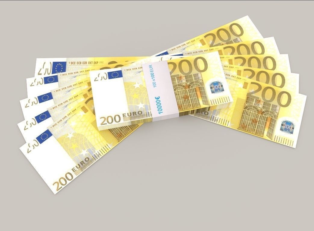 200 euro banknote packs 3D model_5