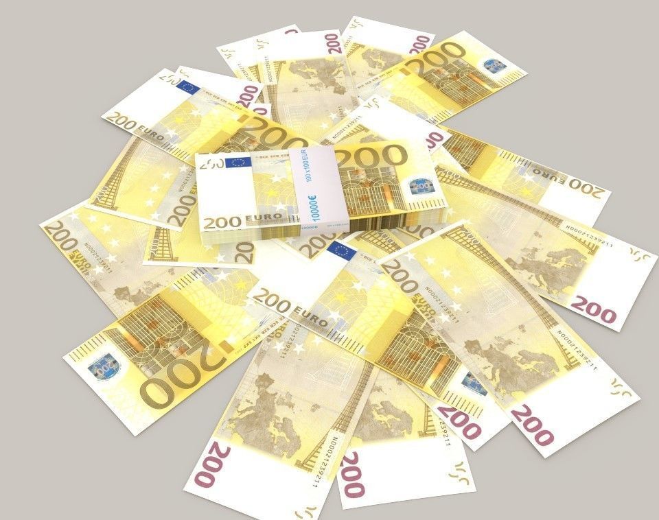 200 euro banknote packs 3D model_2