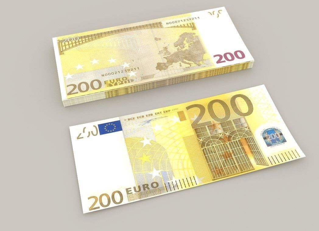 200 euro banknote packs 3D model_4