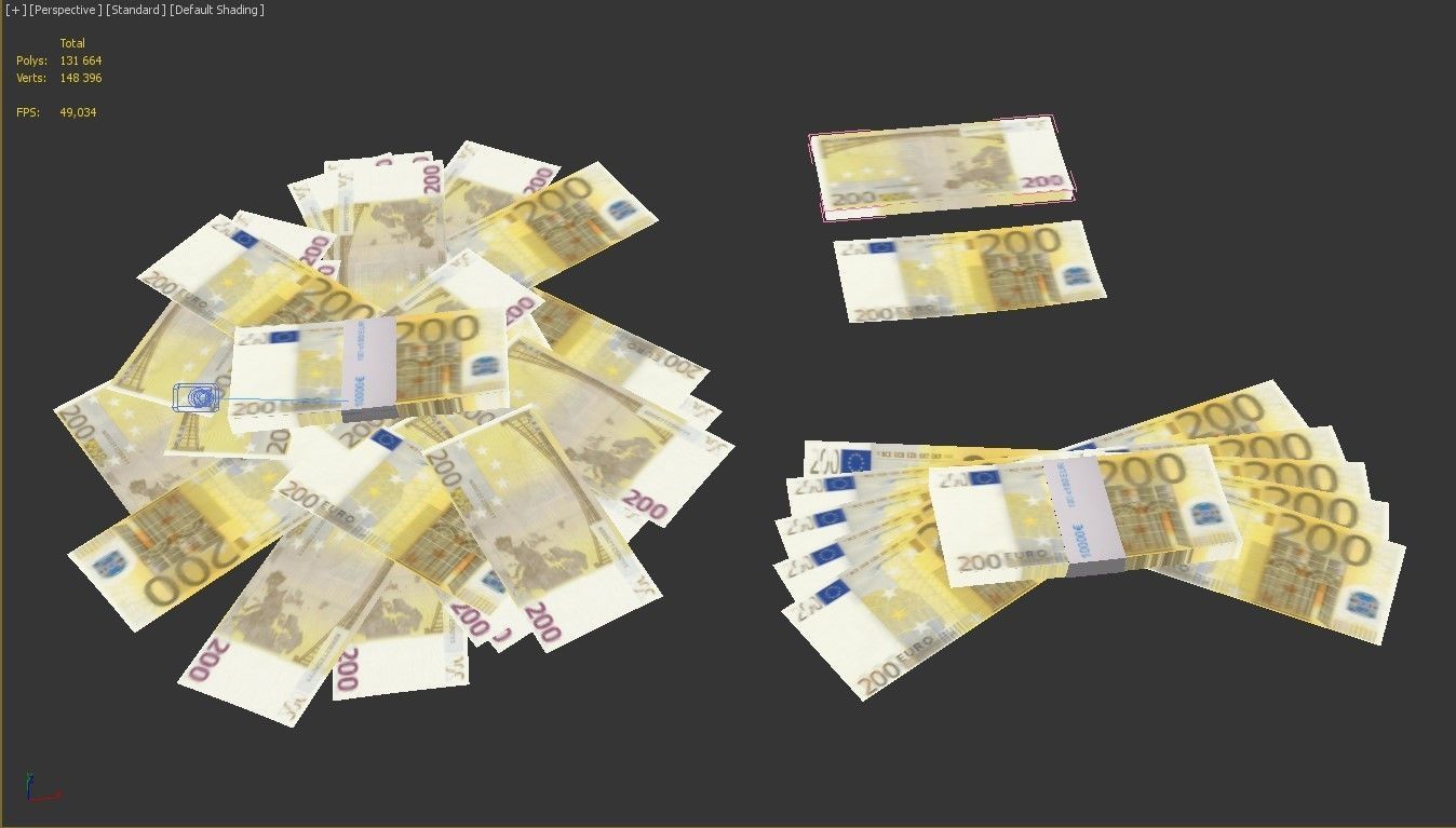 200 euro banknote packs 3D model_10