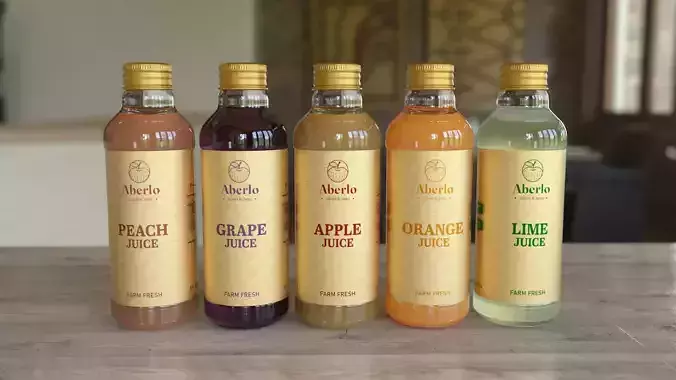 Juice Bottle Glass with liquid