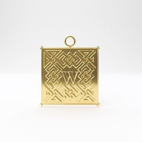  Celtic pendant letter W 3D print model
