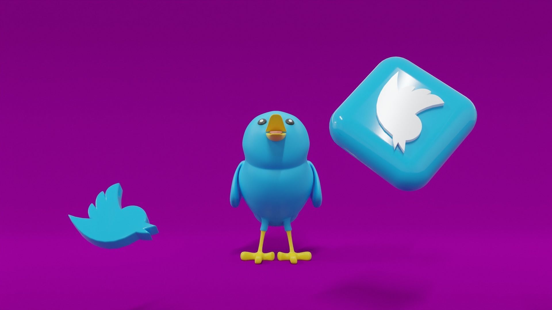 Twitter Social Media Mascot 3D model_12